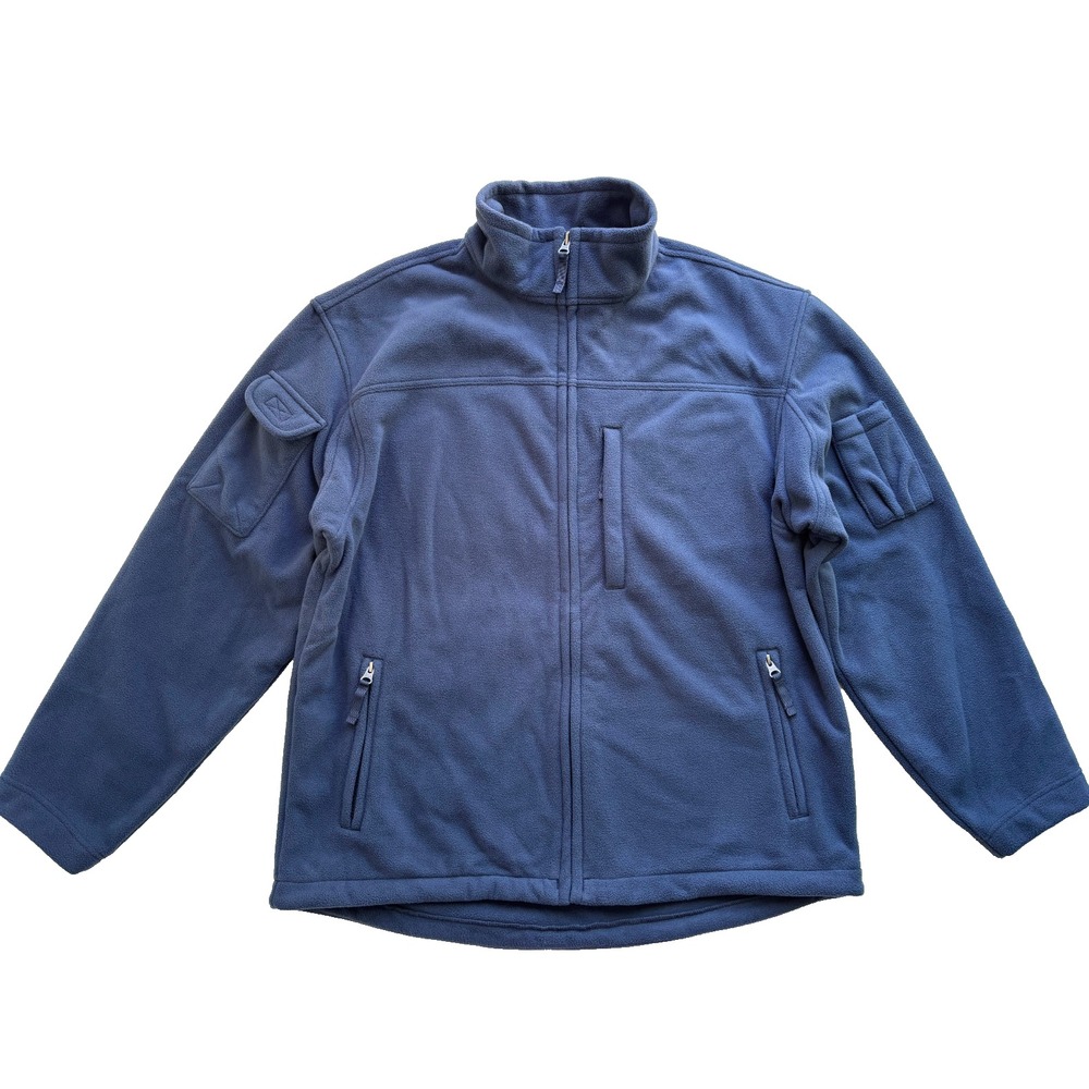 DULUTH TRADING Mens Fleece Jacket Gorpcore Winter Full Zip - Size L Blue